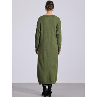 Unique Bargains Allegra K Women's Knit Dress Long Sleeve Buttons Crew Neck oversize Fall Maxi Pullover Sweater Dresses Green S Unique Bargains Allegra K Women's Knit Dress Long Sleeve Buttons Crew Neck oversize Fall Maxi Pullover Sweater Dresses Green S