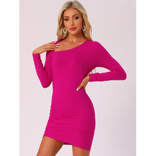 Inspire Chic Women's Ruched Cocktail Long Sleeve Elegant Bodycon Party Mini Dress Inspire Chic Women's Ruched Cocktail Long Sleeve Elegant Bodycon Party Mini Dress