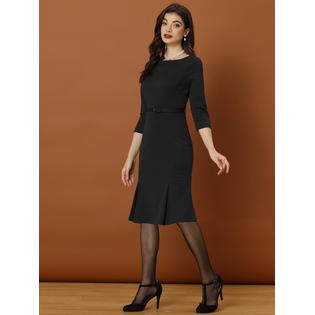 Unique Bargains Business Elegant Dresses for Women's Boat Neck