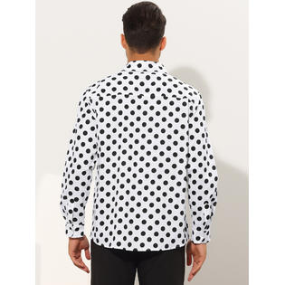 Unique Bargains Polka Dots Dress Shirt for Men's Button Down Long Sleeve Casual Business Shirts White Unique Bargains Polka Dots Dress Shirt for Men's Button Down Long Sleeve Casual Business Shirts White