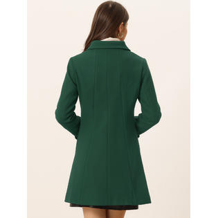Unique Bargains Women's Peter Pan Collar Single Breasted Overcoat Winter Long Coat Solid Dark Green M Unique Bargains Women's Peter Pan Collar Single Breasted Overcoat Winter Long Coat Solid Dark Green M