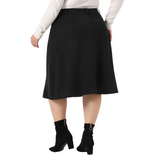 Unique Bargains Faux Suede Skirt Knee Length for Women Plus Size