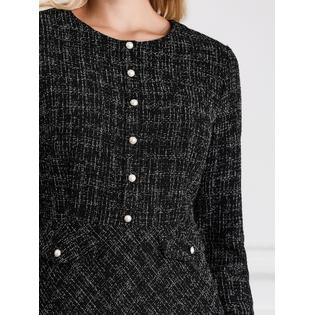Unique Bargains Women's A-Line Tweed Dress Long Sleeve Vintage Work Flare Dresses Black XX-Large Unique Bargains Women's A-Line Tweed Dress Long Sleeve Vintage Work Flare Dresses Black XX-Large