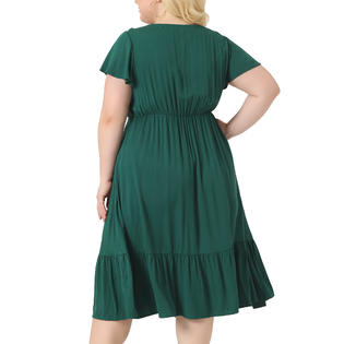 Unique Bargains Plus Size Dress for Women Short Sleeve Sweetheart Neck Ruffle Tiered Maxi Long Dresses Dark Green 2X Unique Bargains Plus Size Dress for Women Short Sleeve Sweetheart Neck Ruffle Tiered Maxi Long Dresses Dark Green 2X