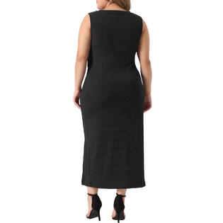 Unique Bargains Plus Size Bodycon Dress for Women Elegant Knit Slit Tank Midi Ruched Sleeveless Summer Unique Bargains Plus Size Bodycon Dress for Women Elegant Knit Slit Tank Midi Ruched Sleeveless Summer