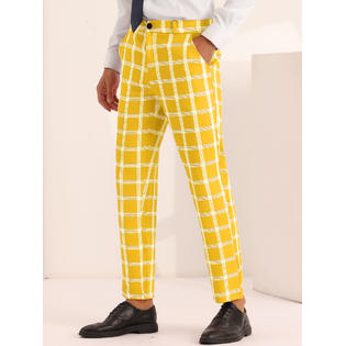 Unique Bargains Plaid Dress Pants for Men's Slim Fit Flat Front Checked Pattern Trousers Unique Bargains Plaid Dress Pants for Men's Slim Fit Flat Front Checked Pattern Trousers