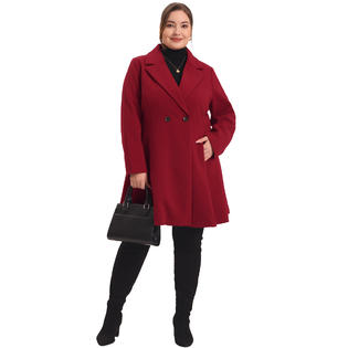 Unique Bargains Plus Size Peacoat for Women Elegant Notched Lapel