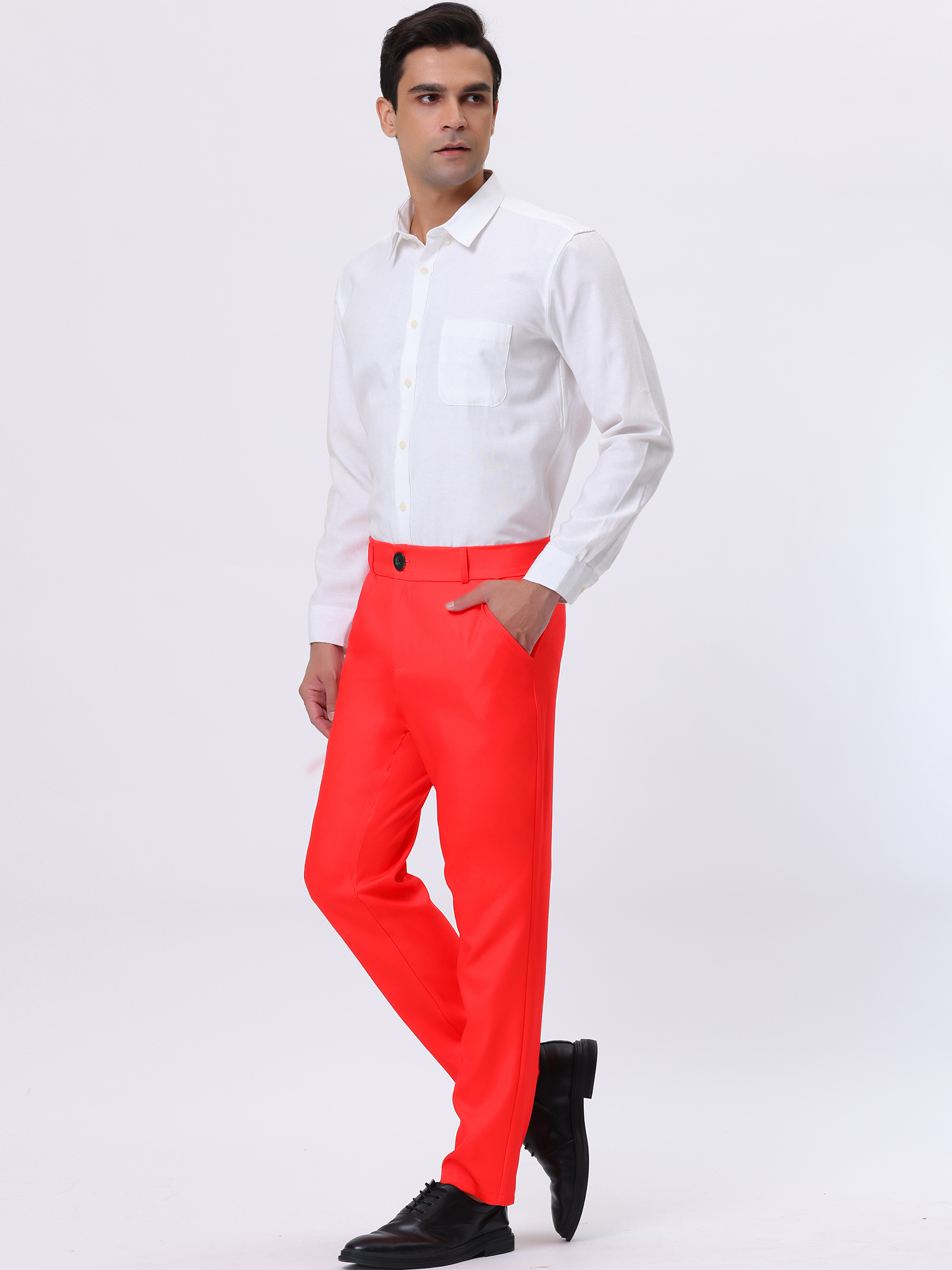 slim fit dress slacks Ferrecci Men's Halo Tan Slim Fit Flat-Front Dress Pants main image 0
