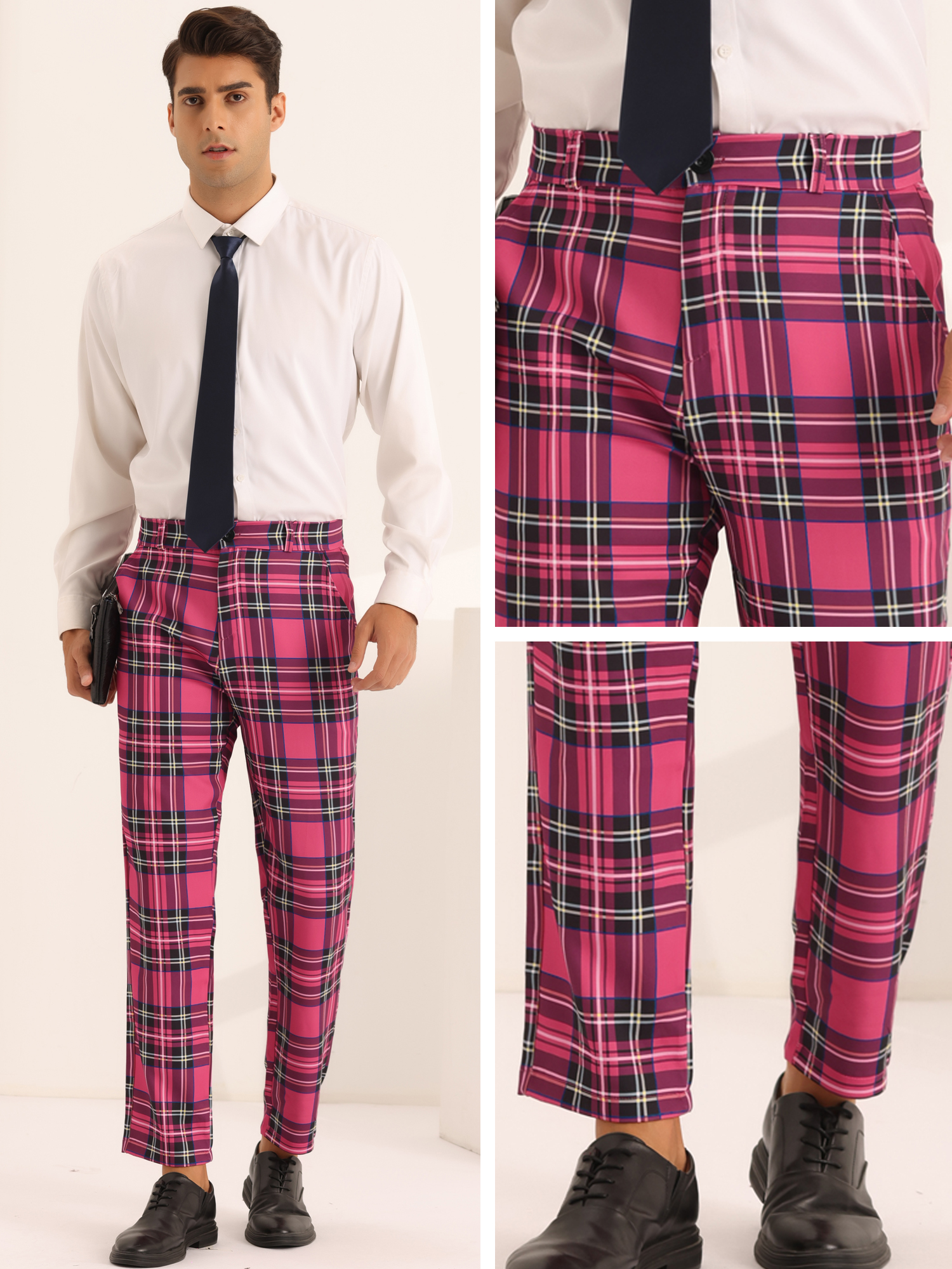 strapless open back dress Juniors Navy/Red Plaid #37 Pants 3