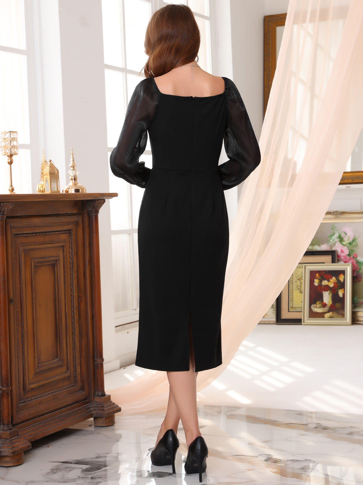 green emerald velvet dress DRESSTELLS Black Formal Dresses for Mother of Bride, Wedding Guest Cocktail  Bridesmaid Prom Party Evening Gown,Vestidos Elegantes De Mujer para Fiesta,  Funeral Black S at Amazon Women's Clothing store main image 0