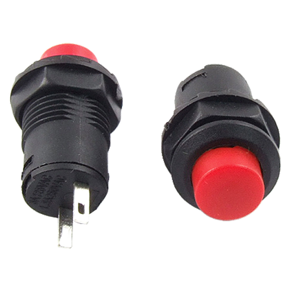 Unique Bargains 10 Pcs 2 Pin SPST OFF(ON) N/O NO Red Round Momentary Push Button Switch Non Lock