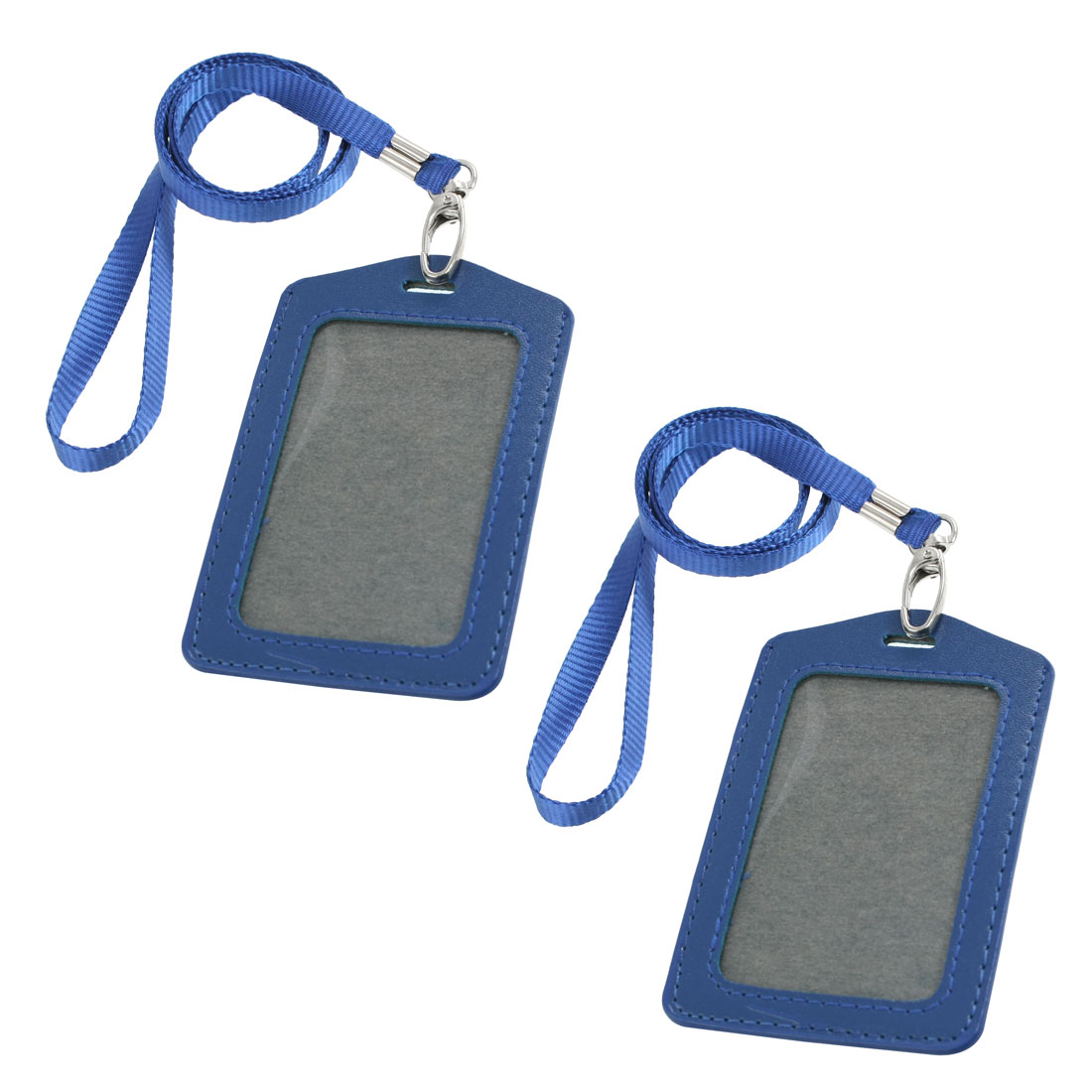 Unique Bargains Protective Faux Leather Office Work Name Card ID Holders Blue 2pcs
