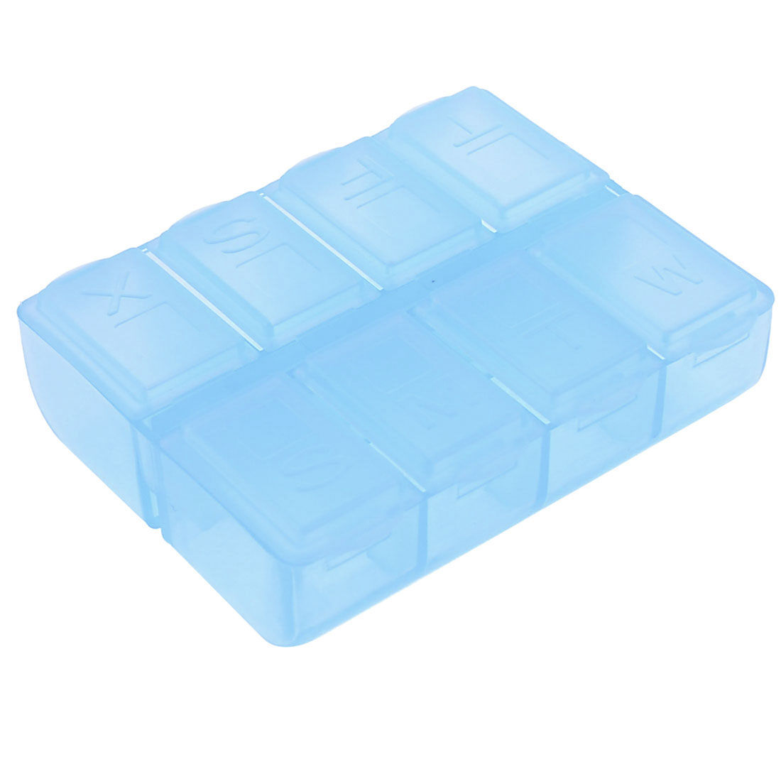 Unique Bargains Blue Plastic 8-Compartment Capsules Pill Case Box 7.3cm x 5.8cm x 2cm