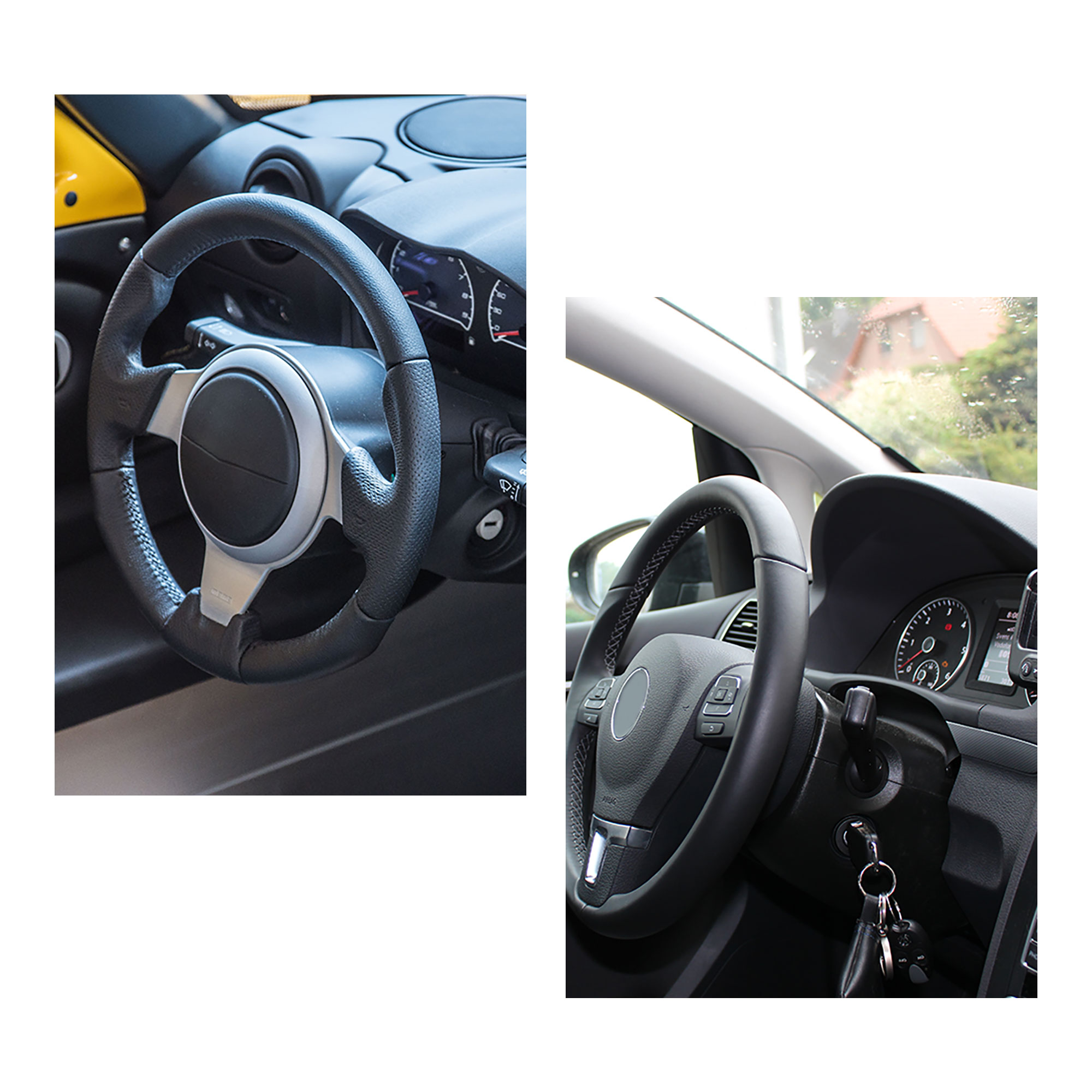 Unique Bargains Safety Steering Wheel Anti Theft Lock Bar Black Yellow w 3 Keys for Car