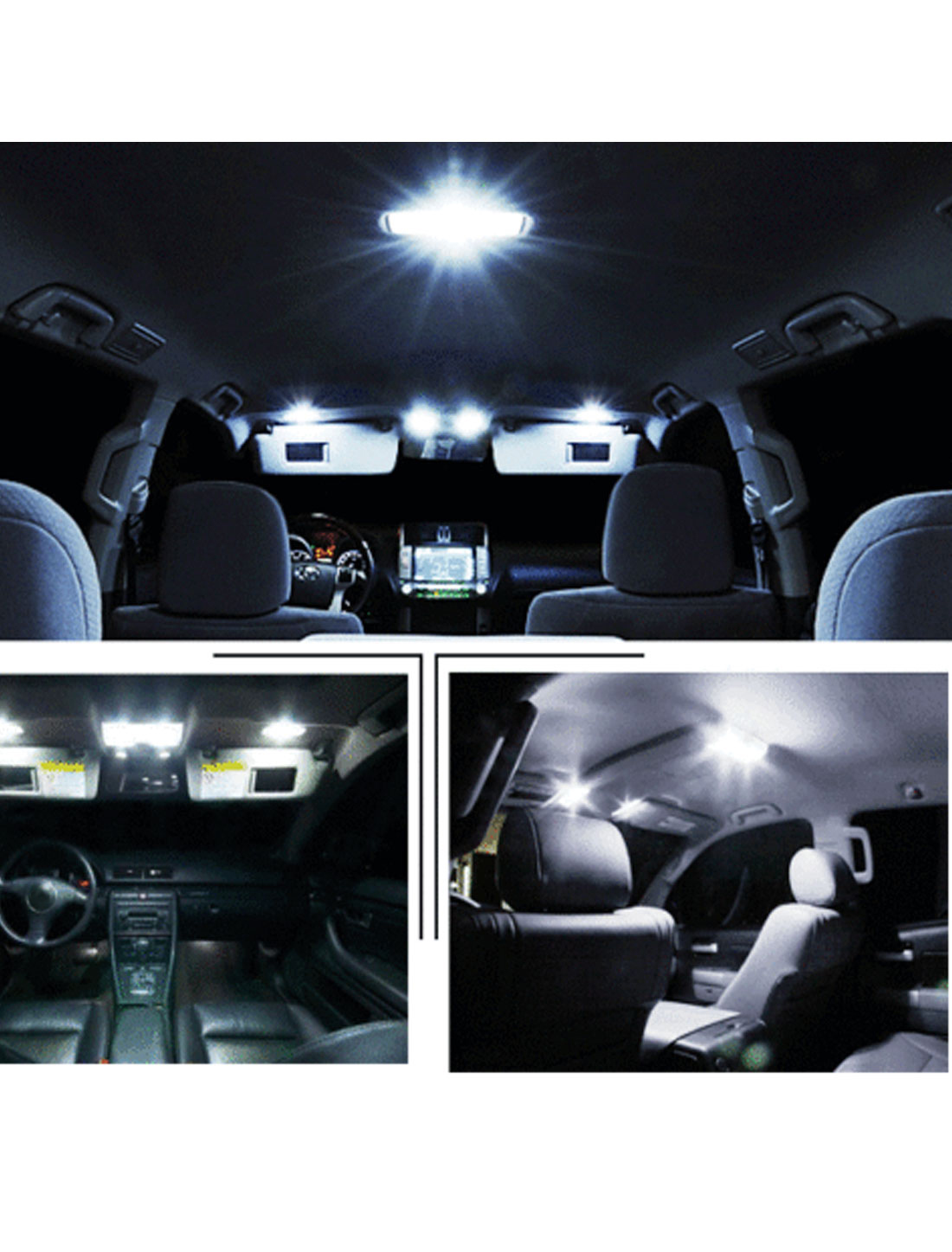 Unique Bargains 11 Pcs Car White Led Light Interior Package