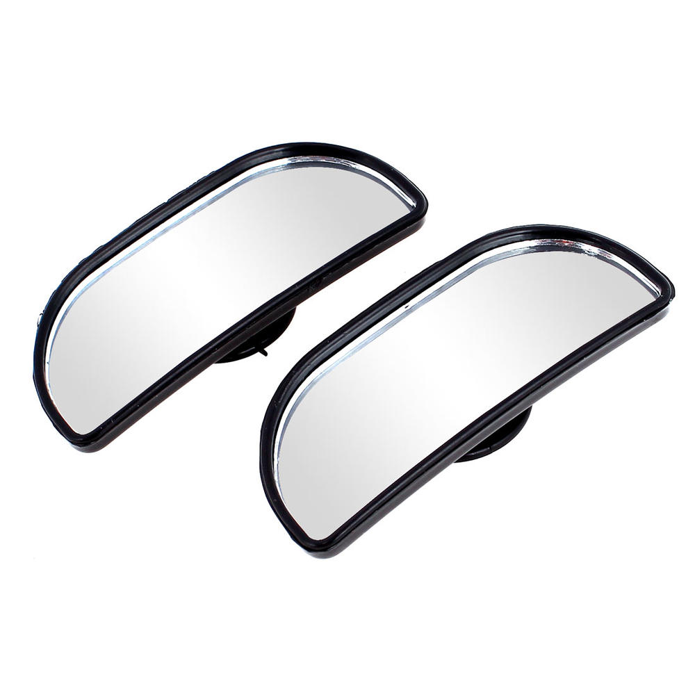 Unique Bargains Car Black Frame White Wide Angle Curved Rearview Blind Spot Mirror 80x35mm 2pcs