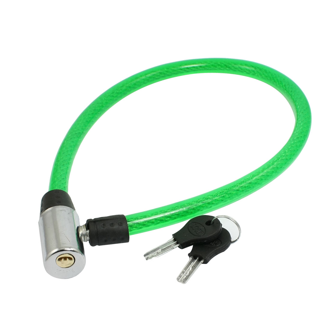 Unique Bargains Durable 24.4" Flexible Cable Bike Bicycle Security Safeguard Lock w 2 keys Green