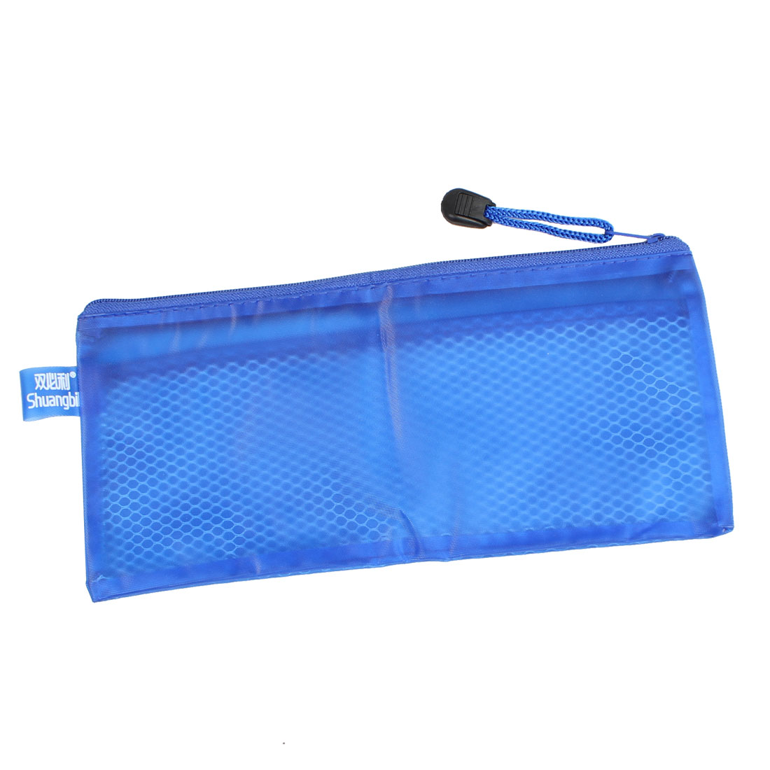 Unique Bargains 4.3" Wide 2 Compartment Zipper Closure Doucument A6 Paper Pen Bag Folder Blue