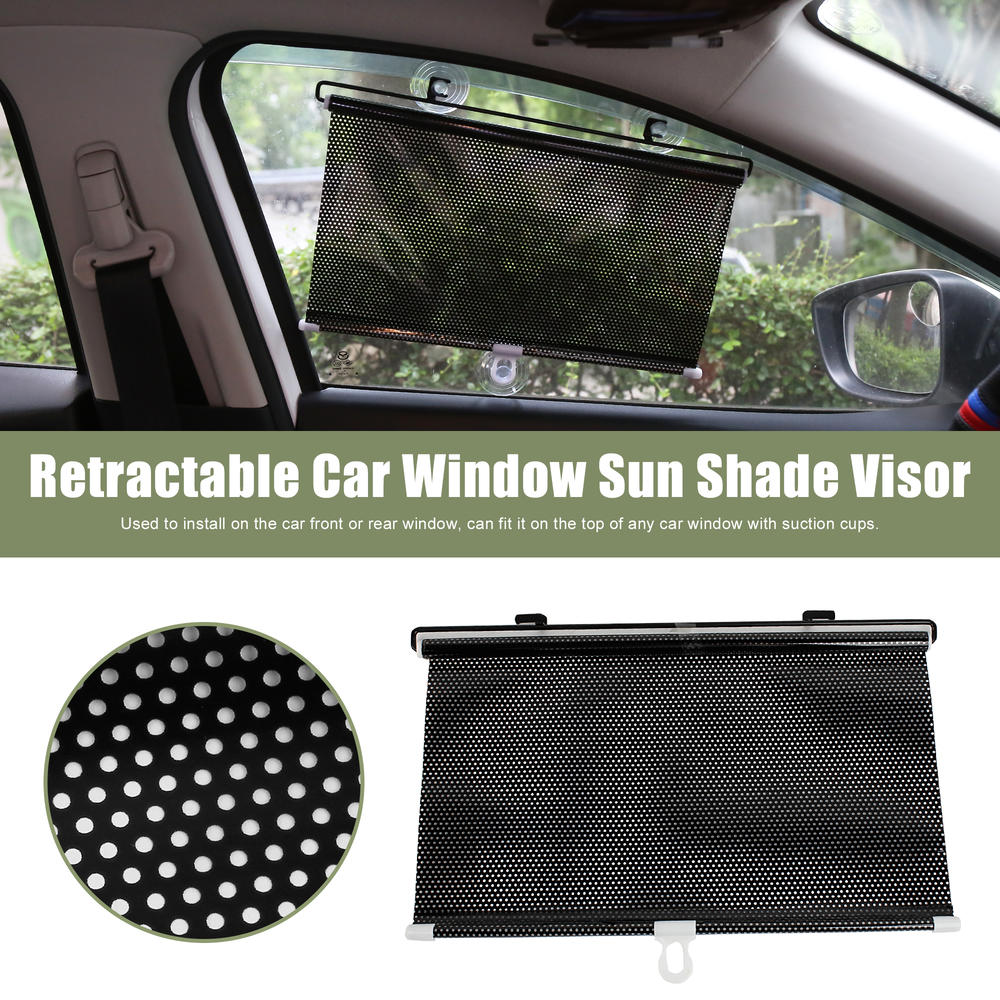 Unique Bargains 23.6" x 15.7" Retractable Car Side Window Sun Shade Roller Suction Cup Mounting Black