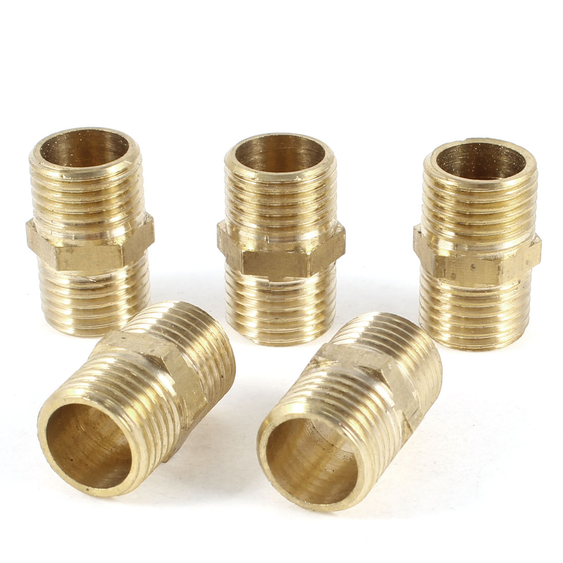Unique Bargains 5pcs Male 1/4"PT to Male 1/4"PT Straight Pipe Fitting Adapter Connector