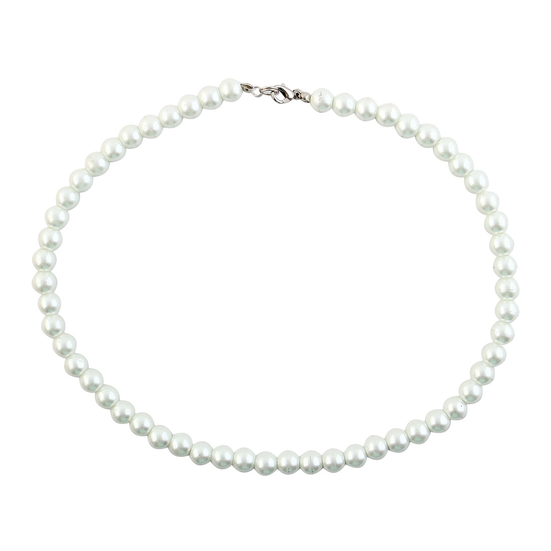 Unique Bargains White Jewelry Faux Pearl Round Beaded Necklace for Lady