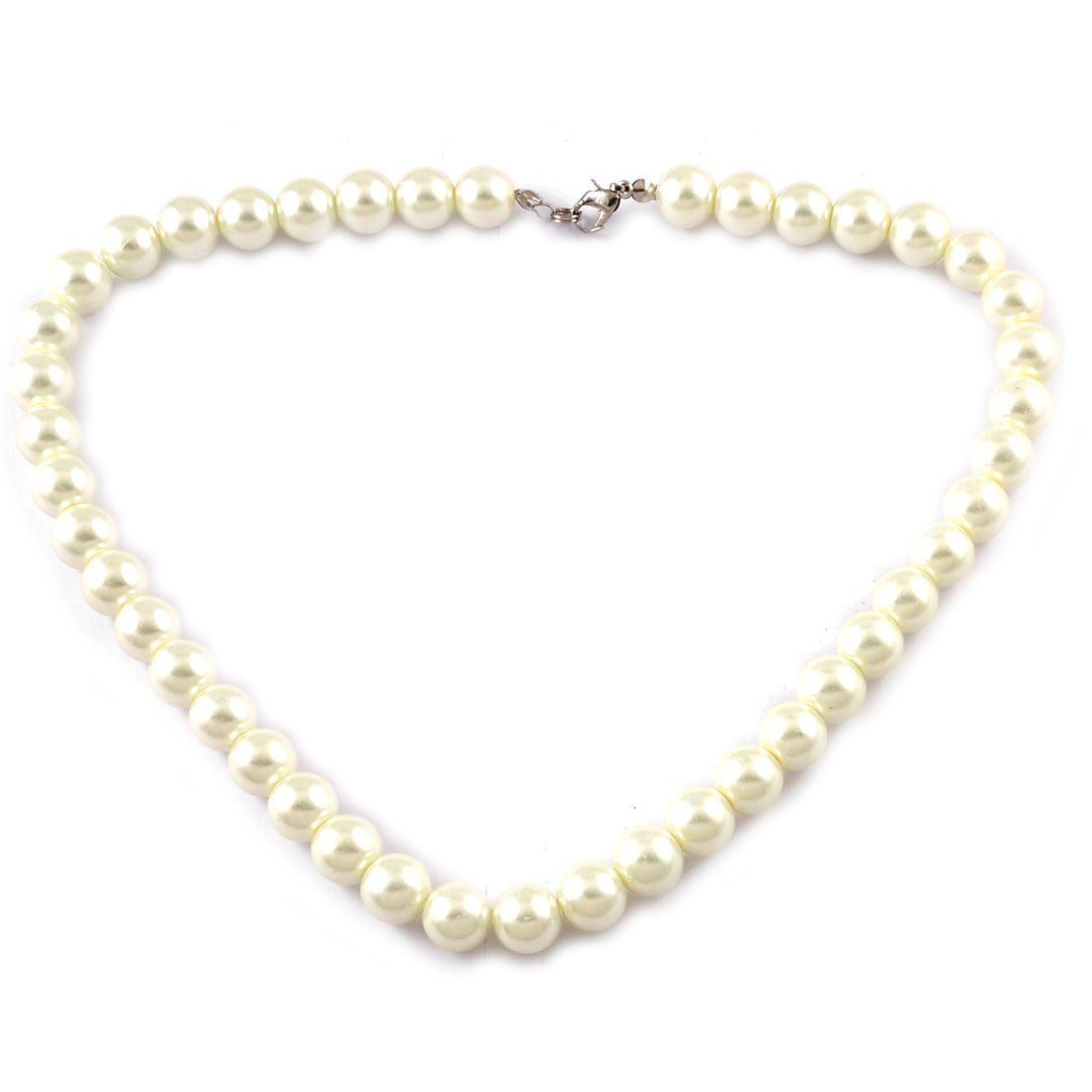 Unique Bargains Ladies Off White Uniform Faux Pearl Lobster Clasp Necklace Jewelry