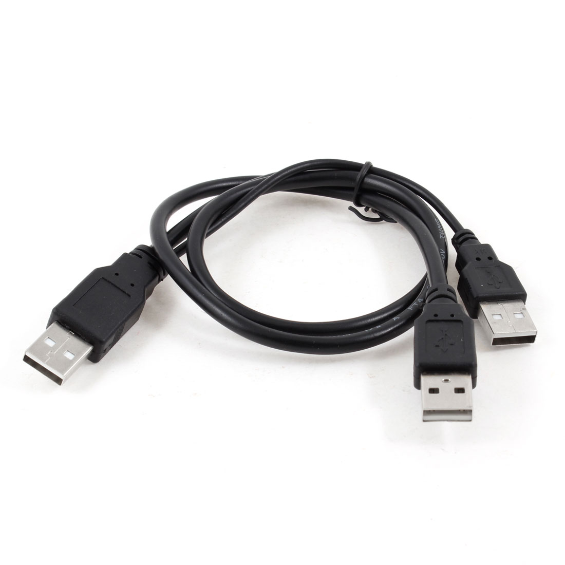 Unique Bargains Black USB 2.0 A Male to 2 x A Male M/M High Speed Data Charger Cable Lead 65cm