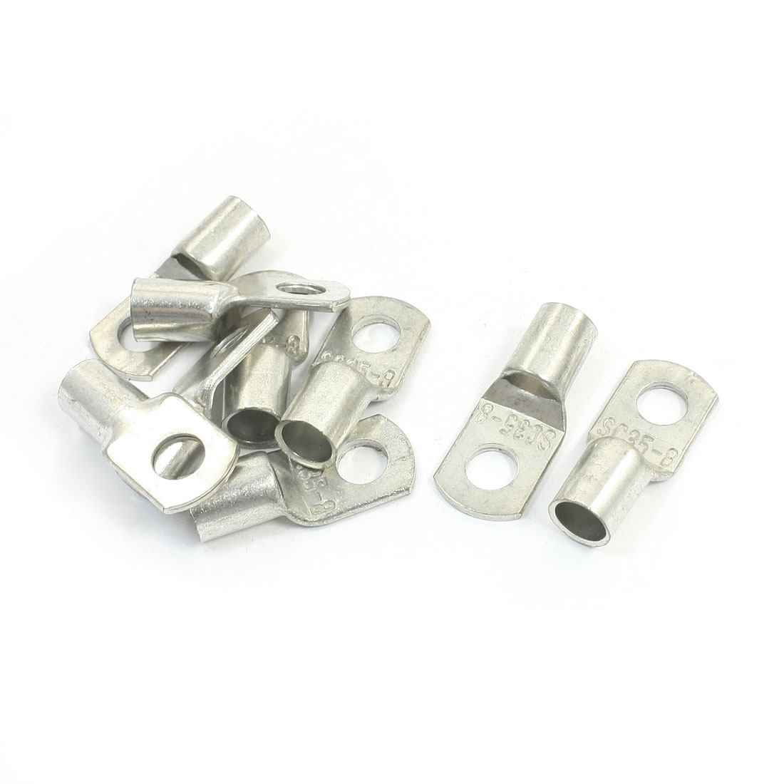Unique Bargains 9pcs 8.4mm Crimping Type Metal Non-insulated Tube Terminal Lug Connector