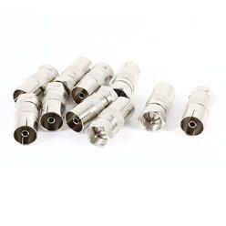 Unique Bargains 10 x Silver Tone F Type Male Plug to TV PAL Female Jack CATV Adapter RF Couplers