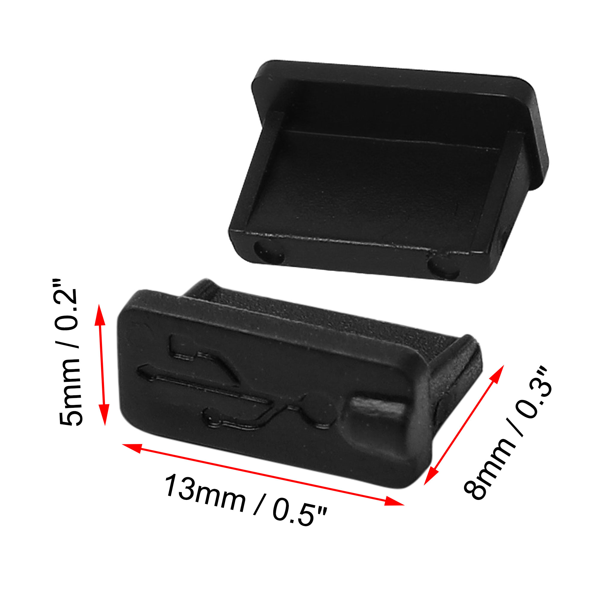 Unique Bargains 20 Pcs Black Rubber USB A Type Female Anti Dust Plugs Stopper Cover