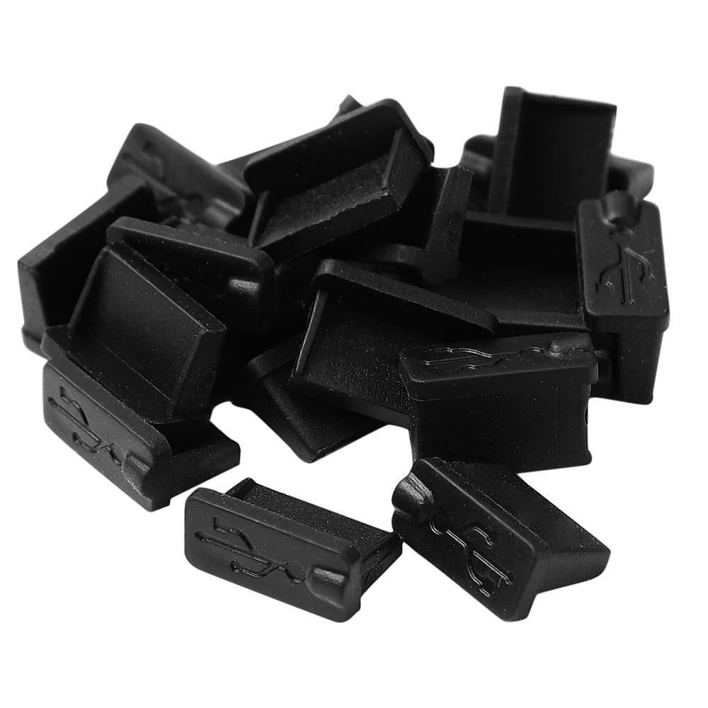 Unique Bargains 20 Pcs Black Rubber USB A Type Female Anti Dust Plugs Stopper Cover
