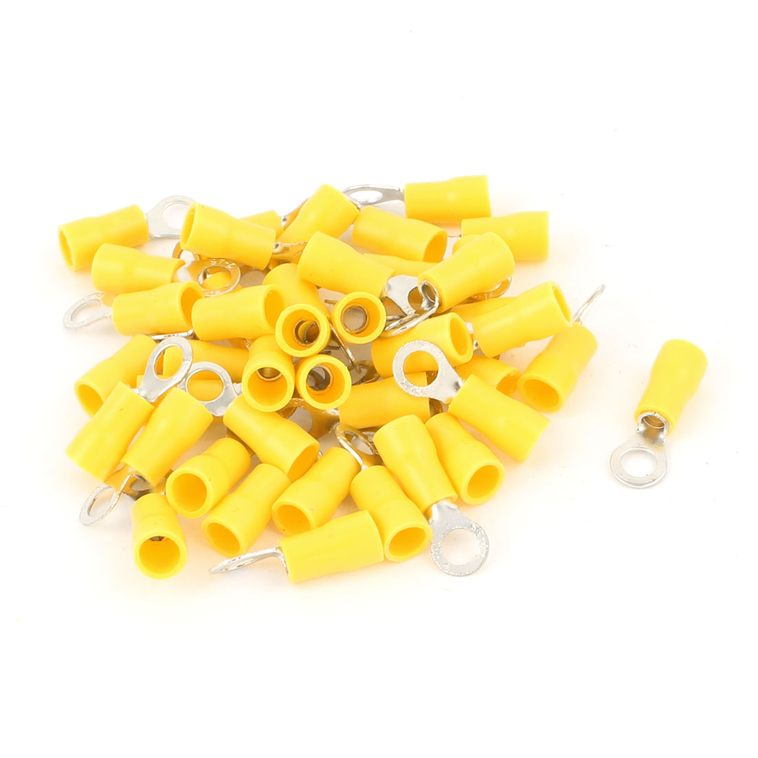 Unique Bargains 40 Pcs Insulated Ring Crimp Electric Cable Terminals Connector AWG 16-14 Yellow