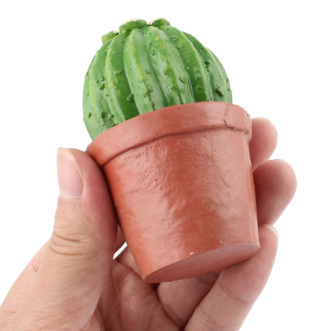 Unique Bargains Home Desk Decor Resin Simulative Ball Cactus Plant Pot Bonsai Green