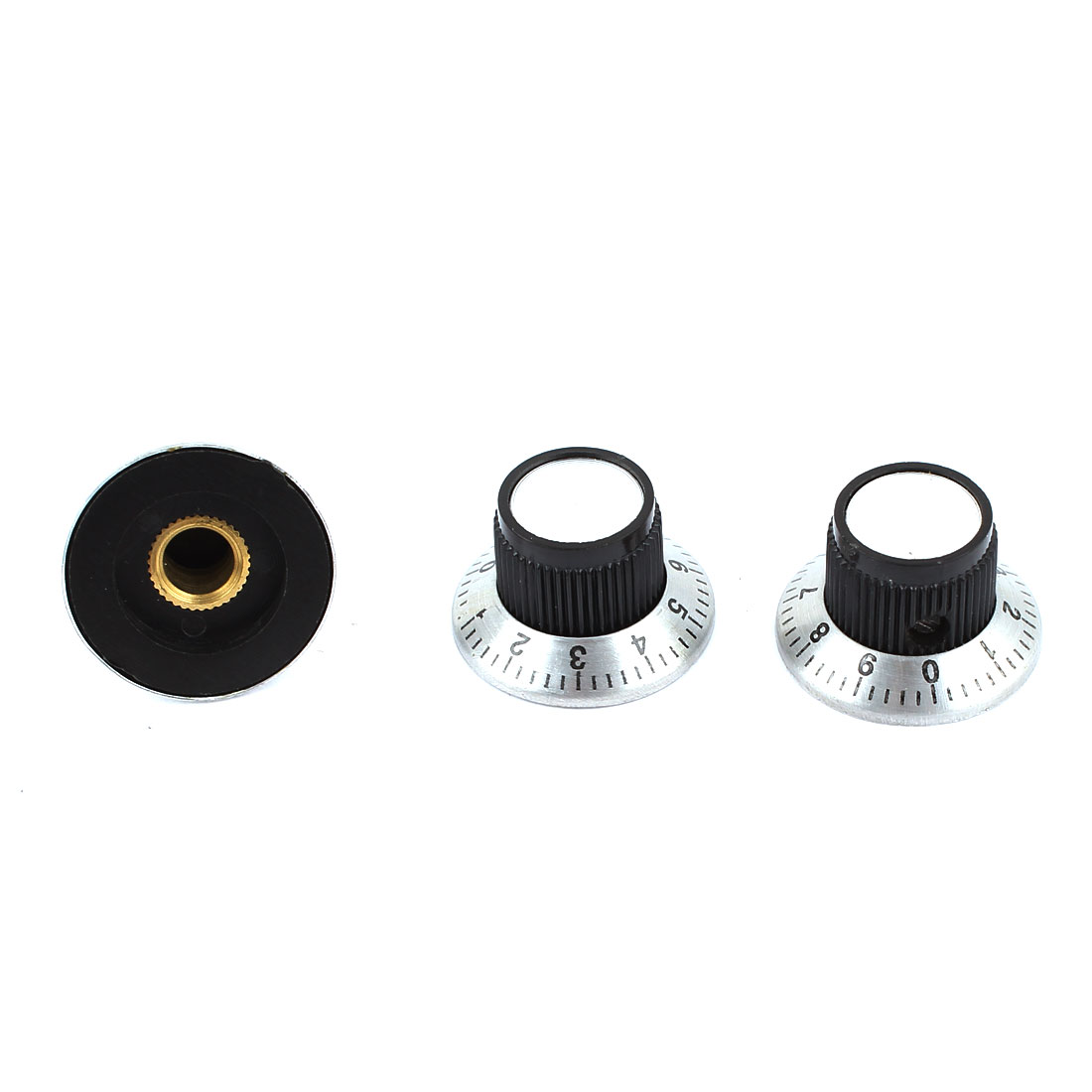 Unique Bargains 3pcs Silver Tone 0-9 Graduated Dial Switch Potentiometer Rotary Knob
