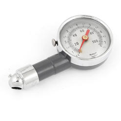 Unique Bargains Durable Silver Tone Dial Tire Gauge 0-100Psi 0-7.5KPa for Bicycle