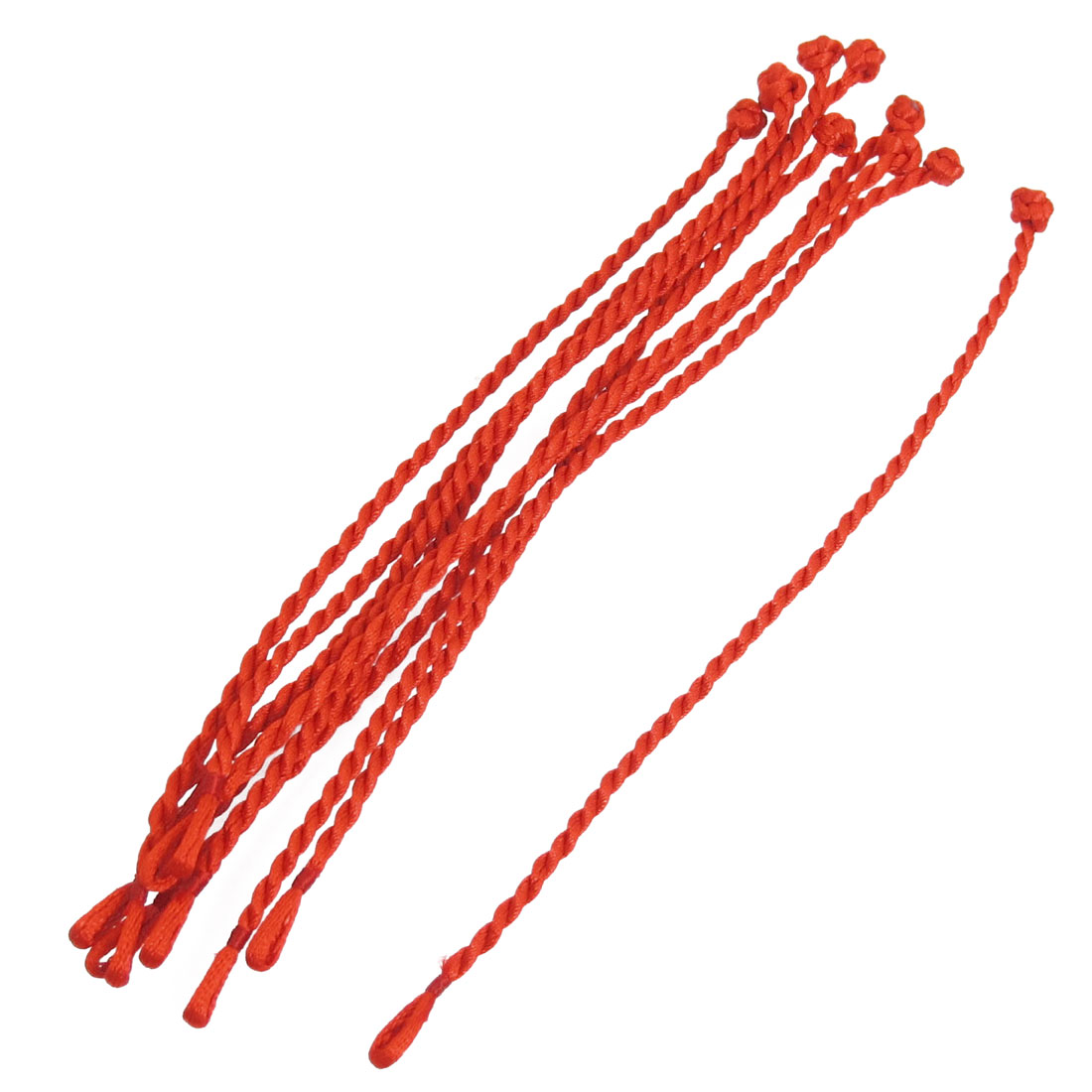 Unique Bargains 10 Pieces Handmade Red Braided String Knot End Bracelet Cords