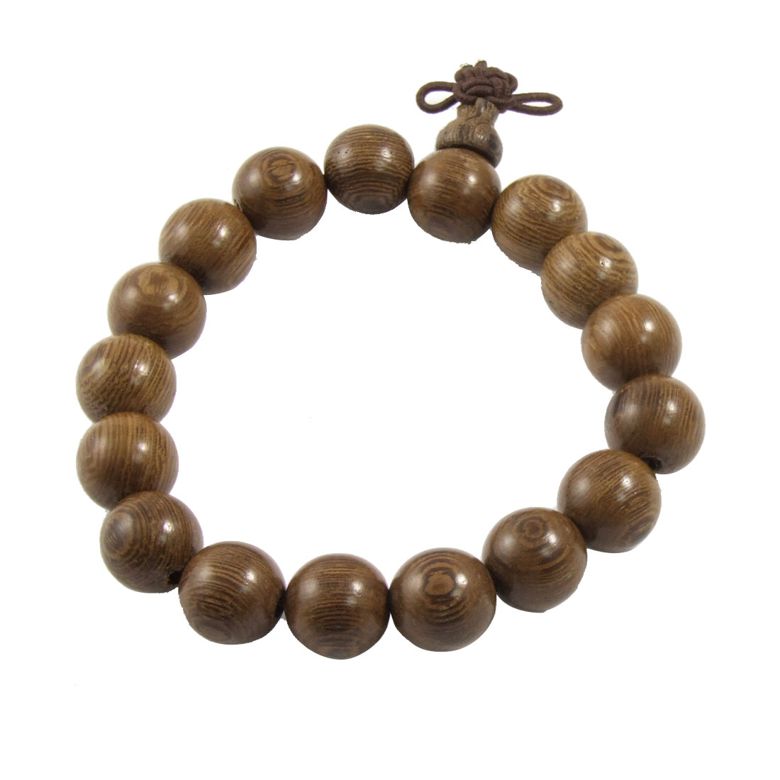 Unique Bargains Unisex Wooden Round Beads Growth Ring Detail Elastic Beacelet Brown