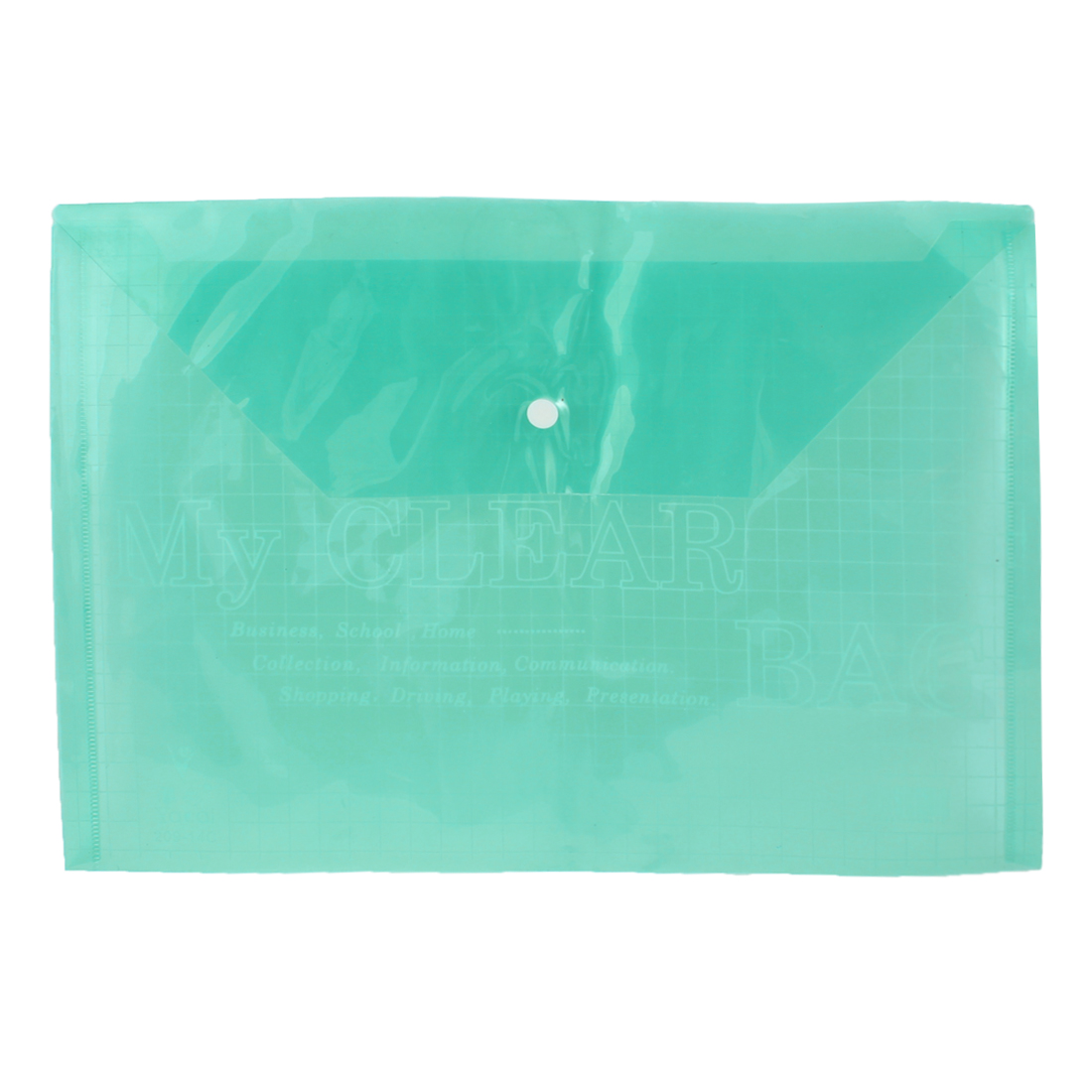 Unique Bargains School Student Checkered Print Green Clear A4 Paper File Case Bag Folder Holder