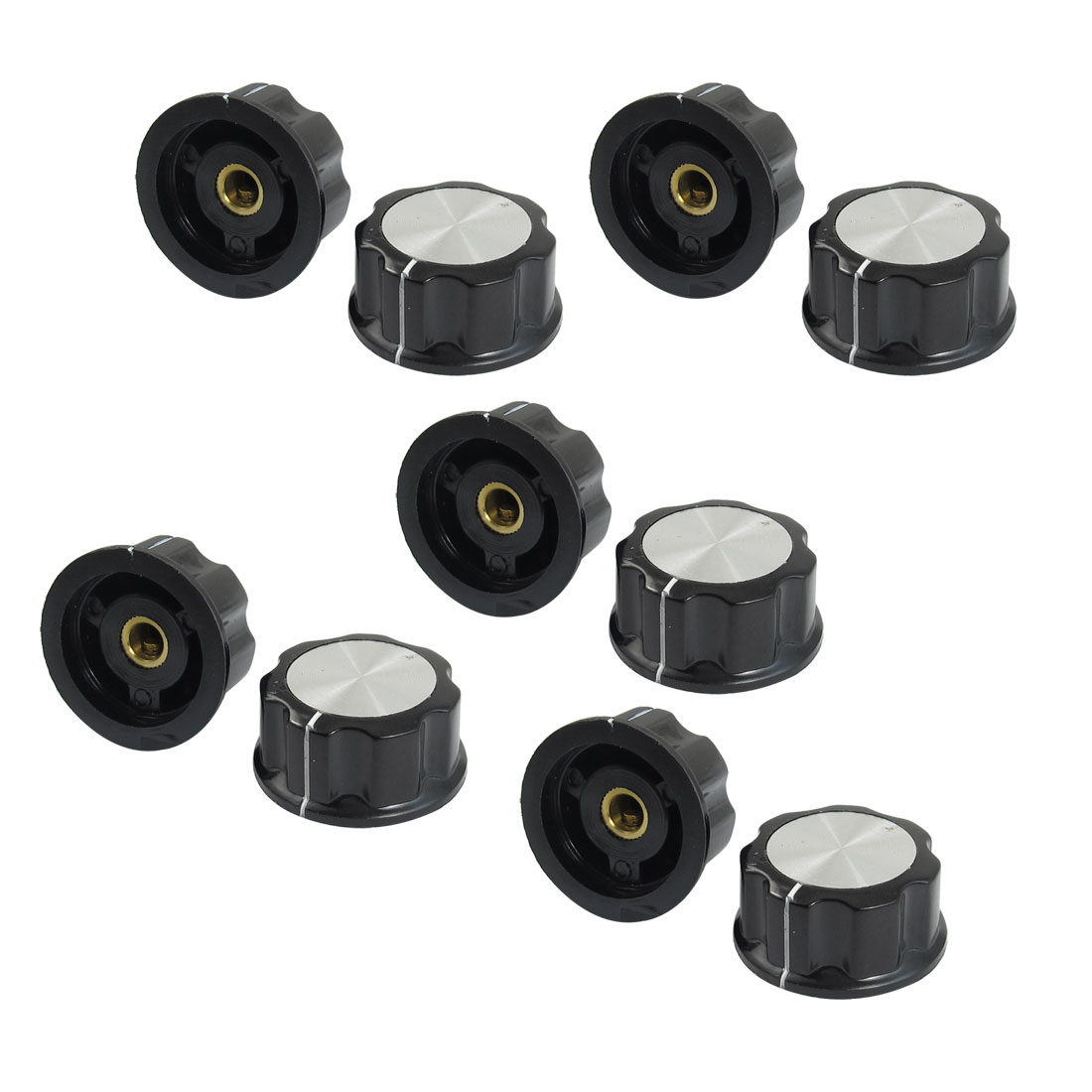 Unique Bargains 10pcs Adjustable Turn 30mm Top 6mm Shaft Insert Dia Potentiometer Rotary Knobs
