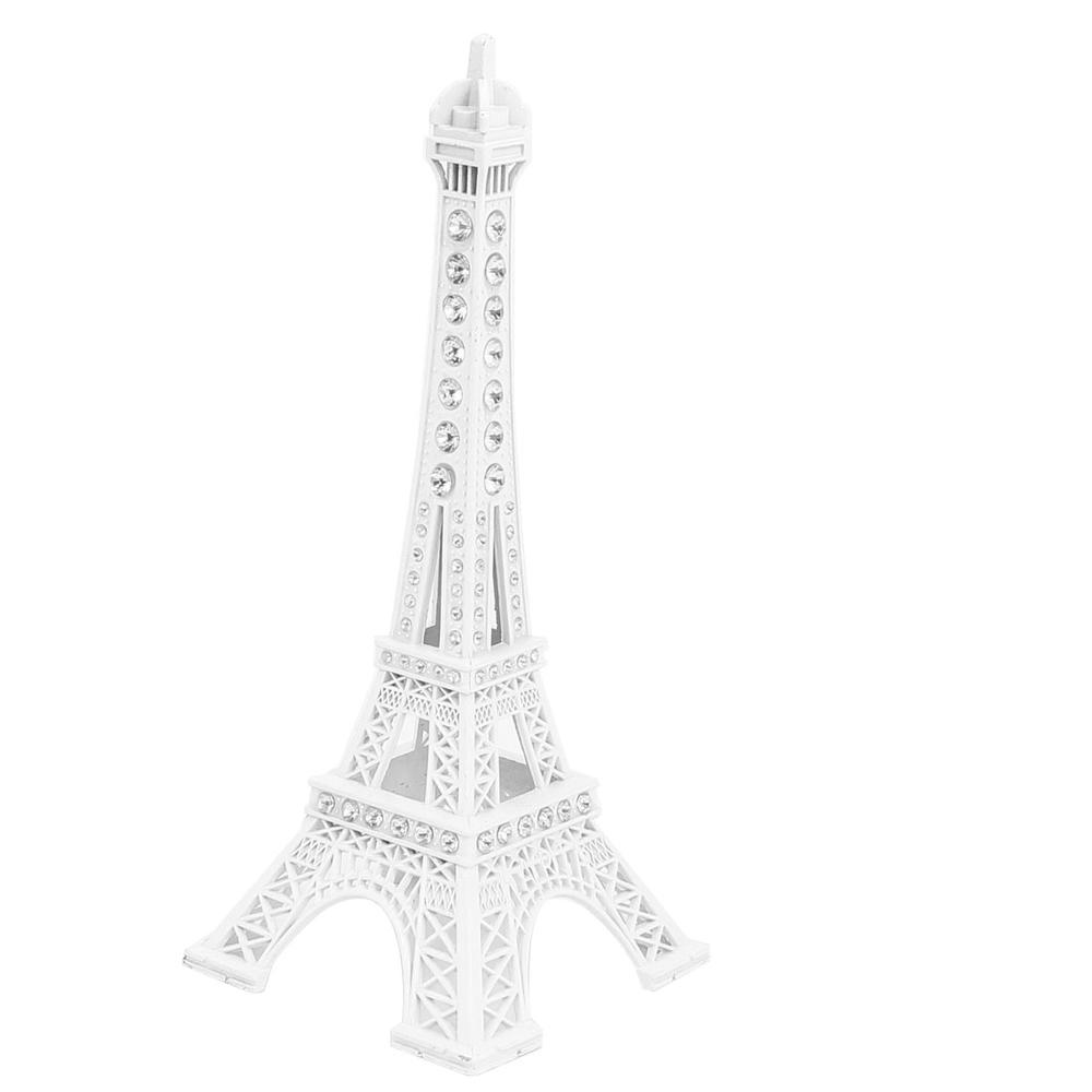Unique Bargains Mini France Paris Eiffel Tower Sculpture Statue Model Desk Ornament 18cm White