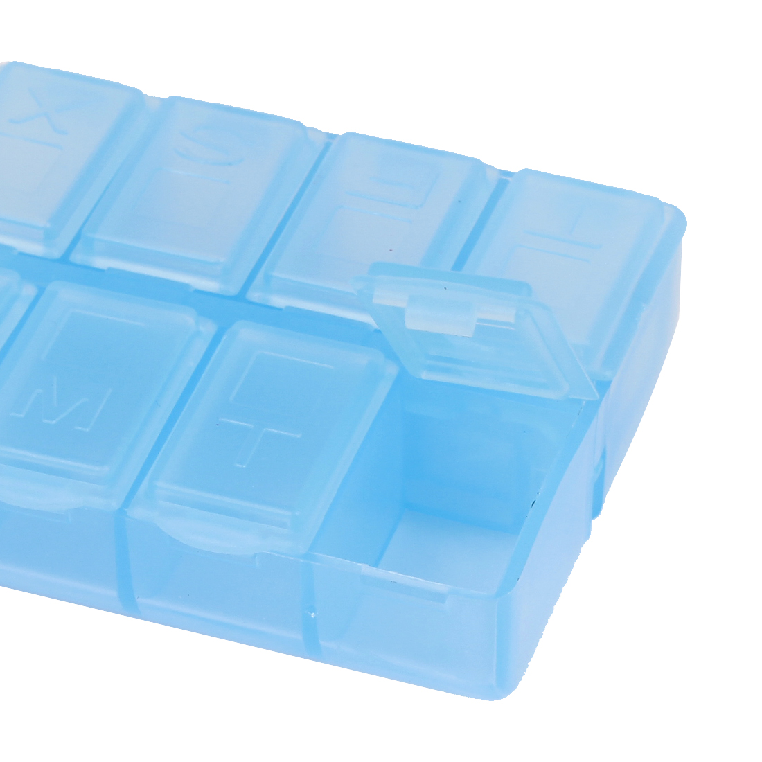 Unique Bargains 2Pcs Light Blue Plastic Rectangle 8 Compartment Pill Storage Case Box Holder