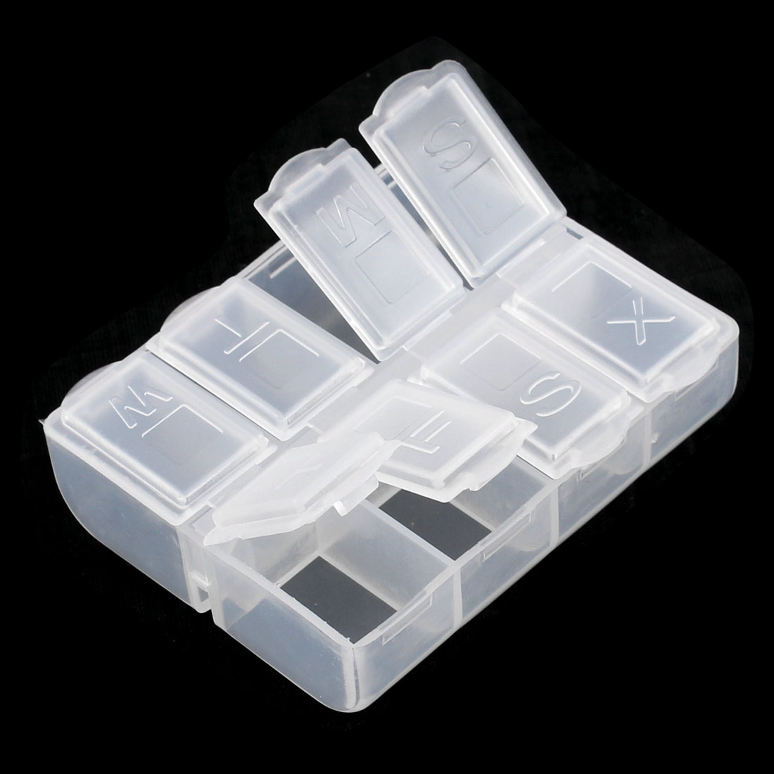 Unique Bargains Weekly 8 Compartments Pill Box Tablet Holder Case Organizer Container Clear