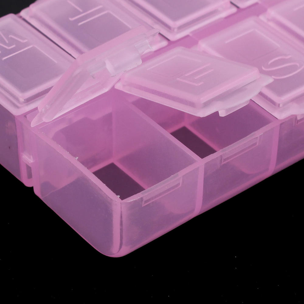 Unique Bargains Pill Tablet Medicine 8 Slots Dispenser Organizer Storage Case Box Clear Pink