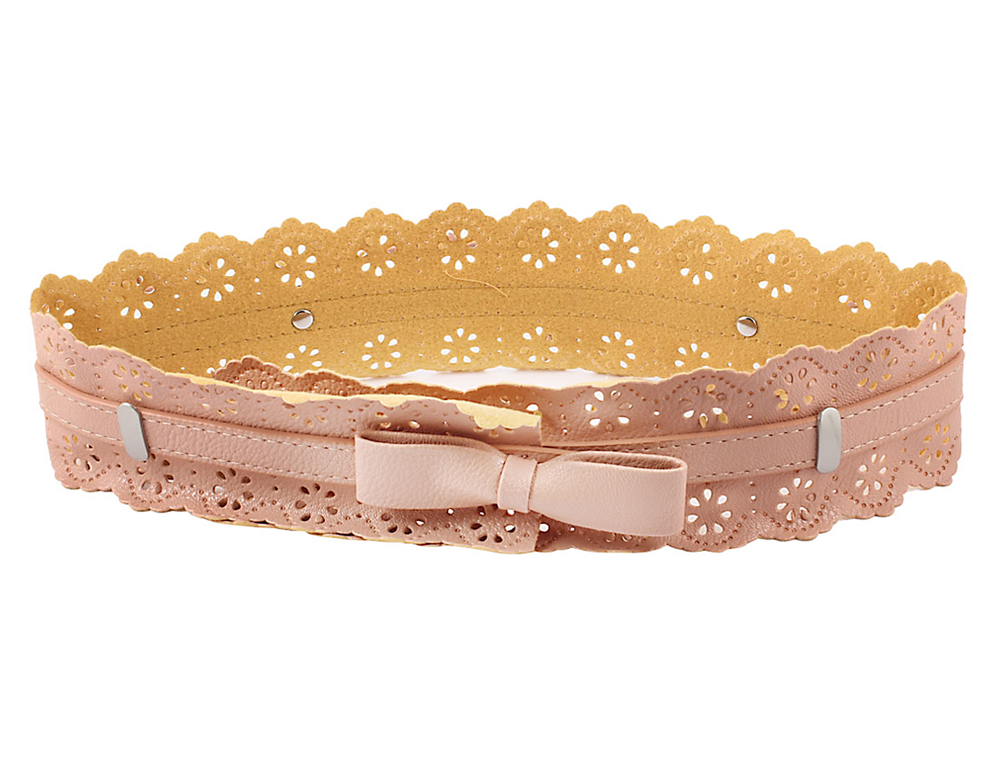 Unique Bargains Butterfly Knot Decor Faux Leather Metal Press Buckle Waist Belt Pink for Girl