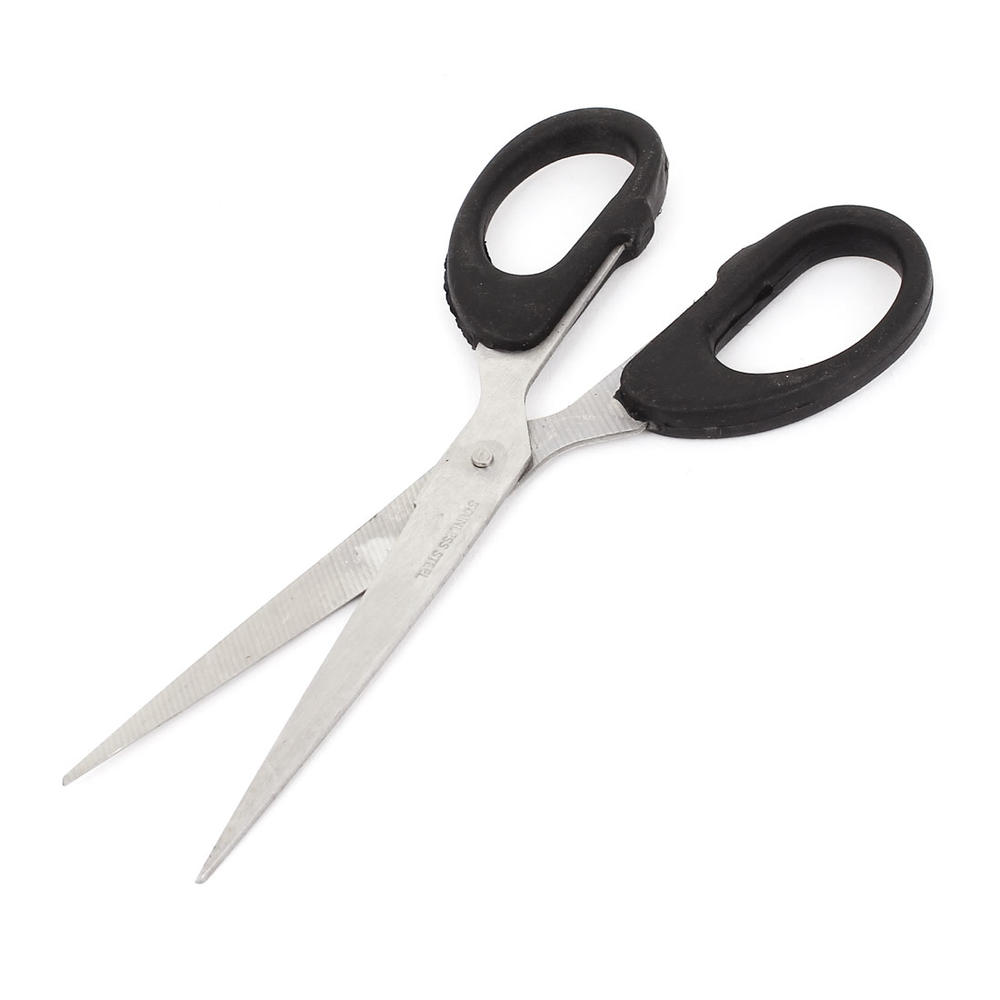 Unique Bargains Home Black Rubber Coated Handles Stainless Steel Cutter Scissors 15.6cm Long
