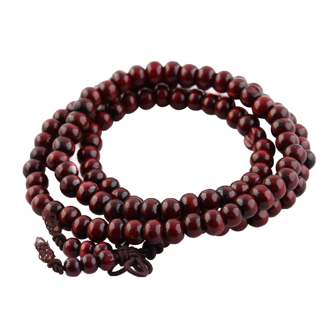 Unique Bargains Tibet 6mm Wood Buddhist Rosary Prayer Beads Elastic Mala Necklace Brown