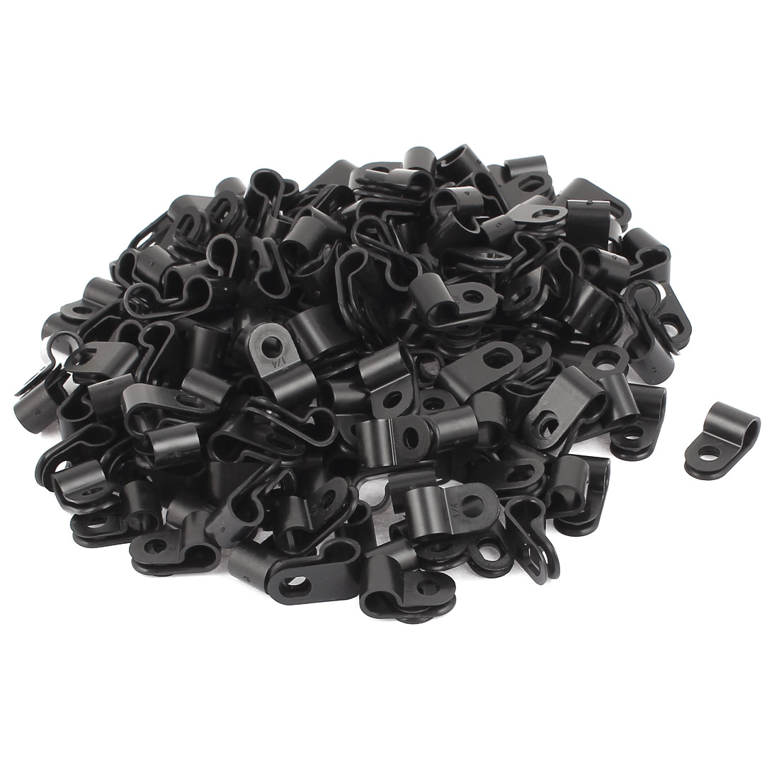 Unique Bargains 200Pcs Black Plastic R Type Cable Clip Clamp for 6mm Dia Wire Hose Tube