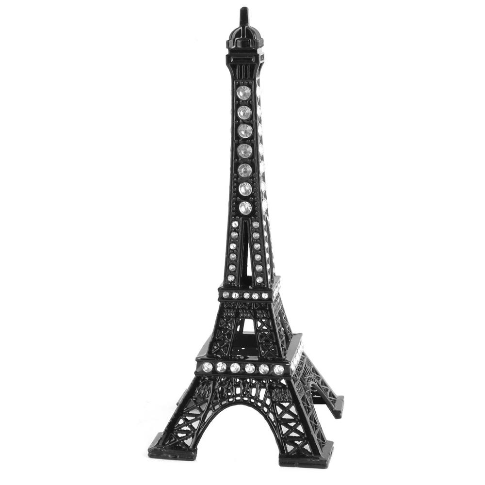 Unique Bargains Metal Household Desk Miniature Statue Paris Eiffel Tower Model Souvenir Decor Black