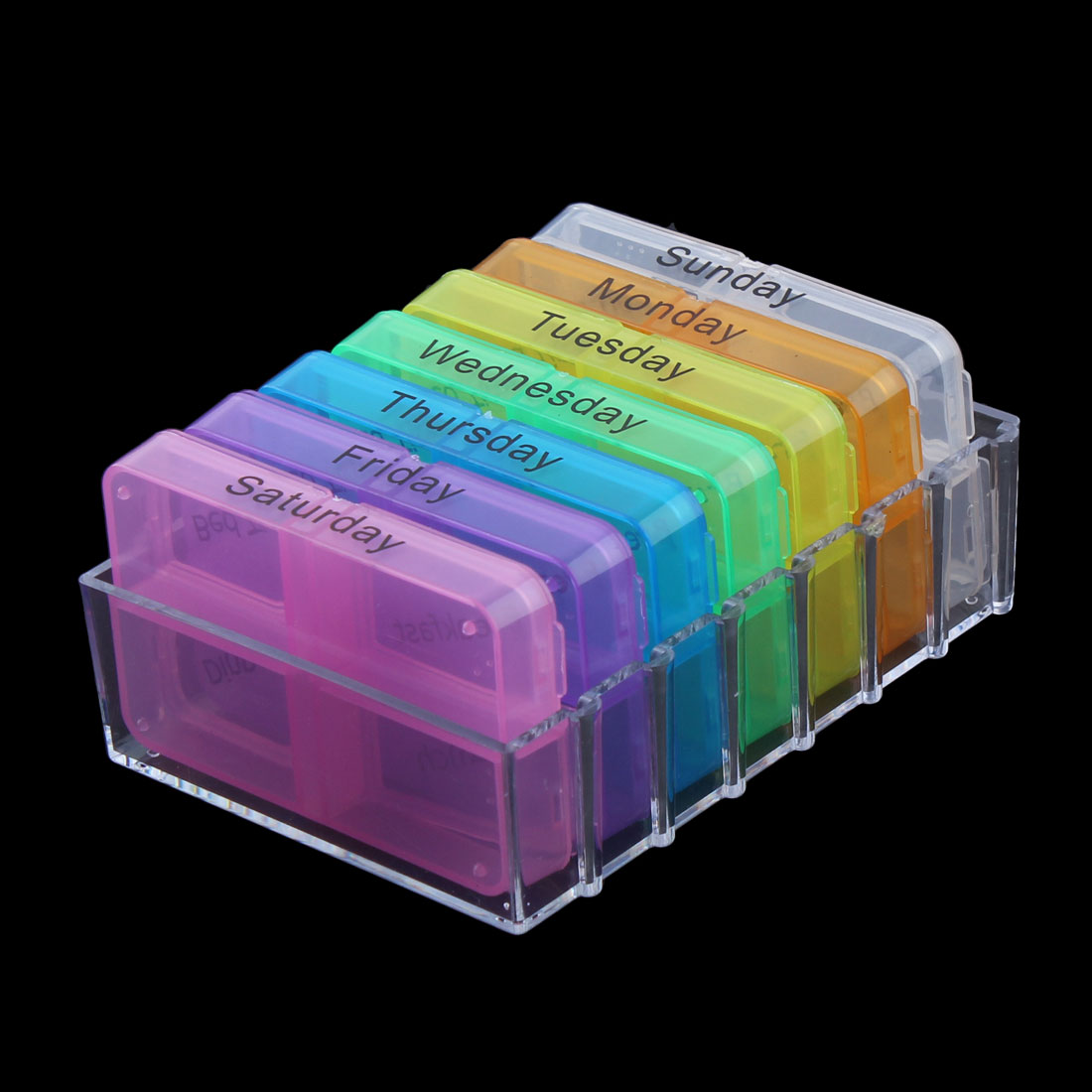 Unique Bargains Household Travel Detachable Medication Reminder Daily Am PM Weekly Pill Box Case