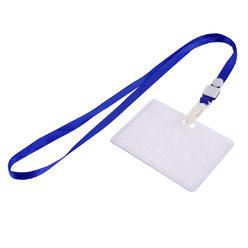 Unique Bargains Plastic ID Card Holder Lanyard Name School Office Bank Students Stationery Blue w Neck Strap